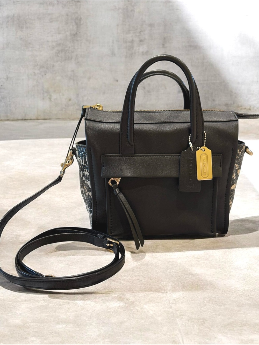 Coach Bleeker mini Riley satchel python embossed sides